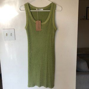 NWT - Project Social T - Press Play Fitted Mineral Wash Rib Mini Dress - Green